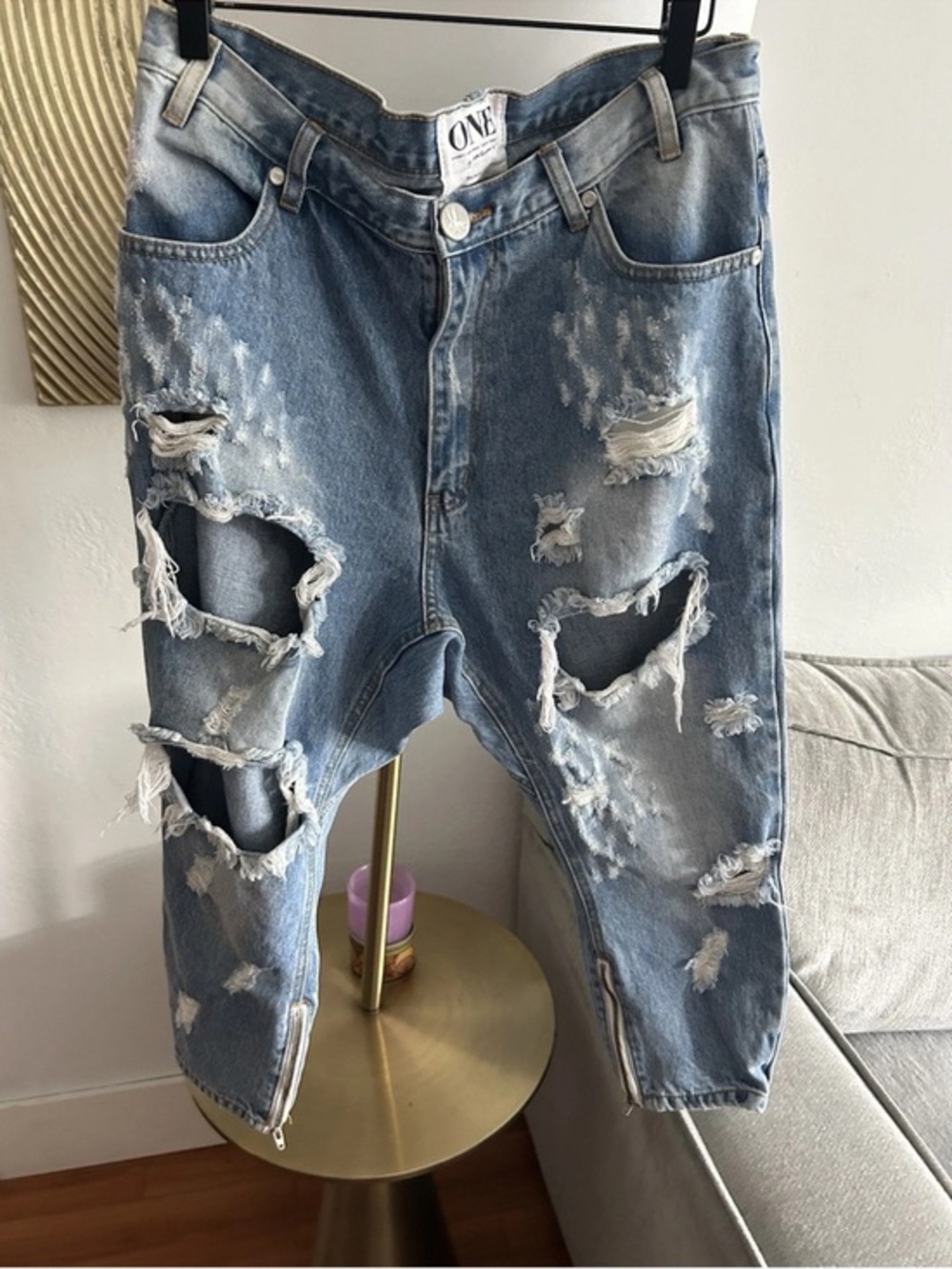 One X One Teaspoon Kingspins Distressed  Jeans Size 27 Relaxed Drop Crotch